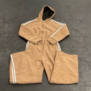 Tan Wide Leg Jumpsuit with Hood